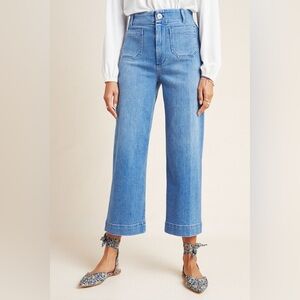 Anthropologie Pilcro The Skipper Light Blue Cropped Wide-Leg High-Waist Jeans